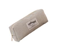 Uqezagpa Jolie trousse à crayons avec motif animal brodé, trousse de maquillage, trousse esthétique, trousse à stylos pour la rentrée scolaire, gris clair