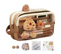 Uqezagpa Jolie trousse à crayons avec motif animal de dessin animé - Grande capacité - Pour l'école - Jolie pochette Capybara - Étudiant, Ensemble 5 pièces.