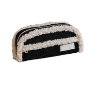 Uqezagpa Jolie trousse à crayons en velours côtelé esthétique de grande capacité pour stylos cosmétiques en velours côtelé de grande capacité pour l'école, Noir
