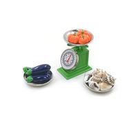 Uqezagpa Kitchen Miniature Scale 1:12, Green/Blue & Clay Weighing Model for Market Scene Decor, Realistic Functional Scale Accessory