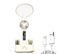 Uqezagpa Lampe de table ronde à écran LED avec affichage de l'heure et de la température 3200 mAh/lampe de lecture USB