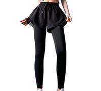 Uqezagpa Legging de sport moulant taille haute 2 en 1 avec short et cordon de serrage à la taille pour course à pied, yoga, entraînement, short long taille haute avec cordon de serrage