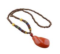 Uqezagpa Long collier avec pendentif Bodhi en bois symbolisant la chance et la paix pour la méditation ou au quotidien, 80*10*10cm, Arbre, Pas de gemme