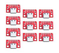 Uqezagpa Lot de 10 cartes de test femelle de type C USB 3.1 PCB Board 16P à 2,54 mm Connecteurs Prise Haute Courant Adaptateurs Module éducatif Kit de formation