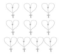 Uqezagpa Lot de 10 chapelets colorés en caoutchouc avec croix douce pour prière et méditation religieuse, 60cm, Plastique