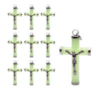 Uqezagpa Lot de 10 crucifix catholiques en métal brillant dans le noir pour colliers et bracelets