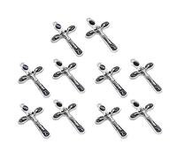 Uqezagpa Lot de 10 pendentifs artistiques en forme de croix du Christ pour la fabrication de bijoux, les travaux manuels, la recherche de la mode Christ Croix Pendentifs pour fête, groupe, usage
