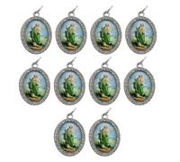 Uqezagpa Lot de 10 pendentifs religieux ovales en métal avec strass pour colliers, porte-clés, fabrication de bijoux, breloques religieuses, taille unique, Comme décrit, Comme décrit.