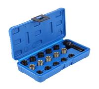 Uqezagpa Lot de 16 tarauds de réparation de filetages de bougies d'allumage M14 x 1,25 mm 14 mm en acier avec étui pour l'entretien automobile