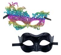 Uqezagpa Lot de 2 demi-visages en dentelle pour homme et femme
