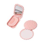 Uqezagpa Lot De 2 Miroirs Maquillage Pliables En Forme Biscuit, Miroir Voyage Compact Pour Femmes Et Filles, Ensemble Verres Cosmétiques Portables Carrés Et Ronds Avec Étui