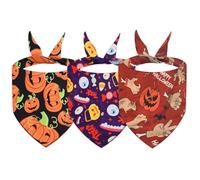 Uqezagpa Lot de 3 bandanas d'Halloween pour chien - Grande écharpe durable - Triangles pour grands chiens