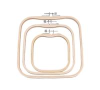 Uqezagpa Lot de 3 cercles à broder carrés réglables en bois pour broderie et couture