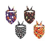 Uqezagpa Lot de 4 bandanas triangulaires d'Halloween lavables pour animal domestique