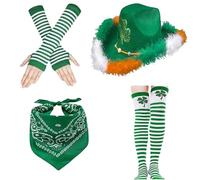 Uqezagpa Lot de 4 chapeaux et bandanas verts en forme de trèfles pour fête de la StPatrick, festival, rassemblements sur le thème des vacances, accessoires de fête de la StPatrick
