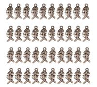 Uqezagpa Lot de 40 pendentifs en forme d'arête de poisson pour la fabrication de bijoux vintage en alliage de bronze - Fournitures artisanales - Porte-clés et breloque de sac, taille unique, Comme