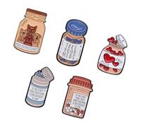 Uqezagpa Lot de 5 pin's inspirants de dessin animé pour médecin, infirmière, vêtements et chapeaux, Size Approx. 17x30mm/0.66x1.18in, Métal
