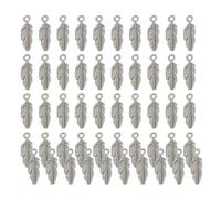Uqezagpa Lot de 50 pendentifs à plumes pour projets d'artisanat et décoration pour bijoux et vêtements, Length Width 15*4.7mm, Alliage