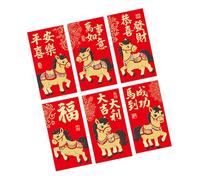 Uqezagpa Lot de 6 enveloppes rouges dorées pour le Nouvel An chinois avec bénédiction pour les vacances, les mariages, les célébrations