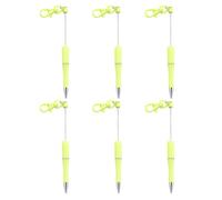 Uqezagpa Lot de 6 stylos à bille à perles avec porte-clés - Encre noire - Écriture lisse et créative