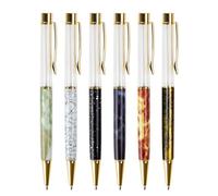 Uqezagpa Lot de 6 stylos à bille fantaisie rechargeables à action torsadée pour écrire des invités en métal