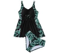 Uqezagpa Maillot de bain tankini deux pièces avec slip pour les vacances à la plage, bretelles réglables, maillot de bain tankini à jupe