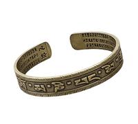 Uqezagpa Mantras tibétain classique en cuivre peint à la main avec mantras bouddhistes sacrés réglables pour bonne fortune manchette ouverte, One Size, Cuivre, Comme décrit.