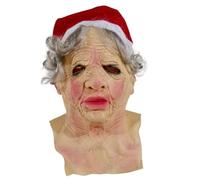 Uqezagpa Masque complet pour Halloween avec chapeau de Noël pour grand-mère