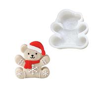 Uqezagpa Moules en silicone en forme d'ours pour fondant, chocolat, thème de Noël pour la fabrication de résine époxy, savon, bonbons, décorations de gâteaux d'anniversaire