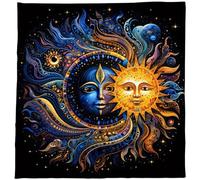 Uqezagpa Nappe carrée Divinations Tapisserie et soleil Astrologies Nappe de carte de tarots Nappe de table Nappe de sorcellerie Fourniture d'autels Tarots Carte Tissu