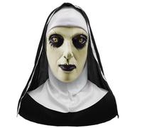 Uqezagpa Nonne en latex avec visage sur le thème de la terreur, idéal pour les festivals d'Halloween, les rassemblements à thème et les amateurs de cosplay, accessoire de coiffure de nonne d'Halloween