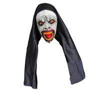 Uqezagpa Nonne en latex avec visage sur le thème de la terreur, idéal pour les festivals d'Halloween, les rassemblements à thème et les amateurs de cosplay, accessoire de coiffure de nonne d'Halloween