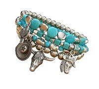 Uqezagpa Perles turquoises fabriquées à la main avec plusieurs couches, parfaites pour empiler et bijoux d'événements tendance, One Size, Comme décrit