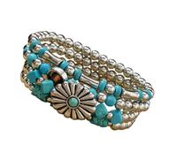 Uqezagpa Perles turquoises fabriquées à la main avec plusieurs couches, parfaites pour empiler et bijoux d'événements tendance, One Size, Comme décrit