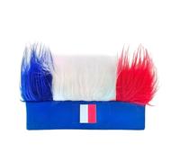 Uqezagpa Perruques afro aux couleurs des drapeaux de la France - Bandeau patriotique - Accessoire de supporter de l'équipe nationale - Pour fête - Unisexe