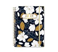 Uqezagpa Planning scolaire hebdomadaire mensuel 2024-2025 avec couverture rigide de poche, planificateur académique à double spirale