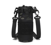 Uqezagpa Pochettes en nylon avec cordon de serrage pour bouteille d'eau avec bandoulière pour sac à dos et porte-boisson, Camouflage nuit noire, Taille unique