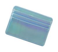 Uqezagpa Porte-cartes d'identité en cuir synthétique avec compartiments multiples pour cartes de crédit et femmes, bleu clair, Beauté de masse