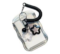 Uqezagpa Porte-cartes transparent avec cordon à ressort résistant à l'eau pour cartes de crédit, cartes de visite, bus, bleu, Size Approx. 110x73mm/4.33x2.87in