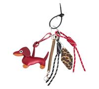 Uqezagpa Porte-clés artisanal pour amoureux des chiens avec corde Not Deadly Rope Lovely Frankfurter Dog Plan Gentle Bag Charm Facile à attacher pour les sacs, Rouge, taille unique