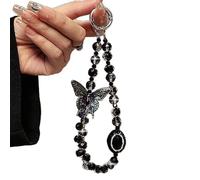 Uqezagpa Porte-clés artistique avec pendentif papillon en perles - Couleur vive - En PVC - Convient pour les activités de plein air - Utilisation quotidienne, Noir , taille unique