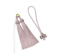 Uqezagpa Porte-clés décoratif en polyester fait à la main pour les amateurs de type nœud chinois traditionnel, gris argenté, taille unique