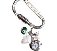 Uqezagpa Porte-clés élégant en forme de lapins combinant une montre de poche élégante et un médiator de guitare moderne, idéal pour les couples tendance, usage quotidien, pendentif de sac