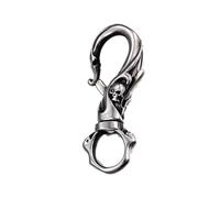 Uqezagpa Porte-clés en acier inoxydable avec tête de mort gothique pour homme - Design unique - Joli porte-clés multifonction pour anniversaire, Noël, Large, taille unique