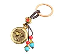 Uqezagpa Porte-clés tendance sur le thème du zodiaque - Texture en laiton - Pour étudiants, professionnels, amateurs de mode et zodiacs chinois, E, taille unique