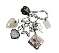Uqezagpa Porte-clés unique avec pendentif montre de poche en alliage texturé - Convient pour les filles et les femmes - Cadeau multifonction - Anneaux de médiator de guitare, Rouge, taille unique