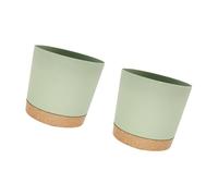 Uqezagpa Pots de fleurs circulaires en résine de 25,4 cm avec plateau de drainage, pots de culture cylindriques