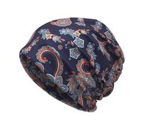 Uqezagpa Pull saisonnier imprimé numérique noix de cajou tissu polyester coupe-vent convertible en écharpe pour voyage et travail Bonnet coupe-vent, bleu marine, taille unique