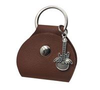 Uqezagpa Récipient pour médiator de guitare - Pochette en polyuréthane pour médiator de guitare, Pendentif marron et argent, Size Approx. 2.60x2.01inch6.6x5.1cm