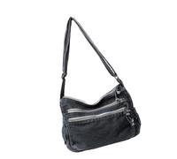 Uqezagpa Sac à bandoulière décontracté en jean délavé de grande capacité pour femme avec bandoulière réglable, bleu clair, Sizeapprox. 30x14x21cm/11.81x5.51x8.27in